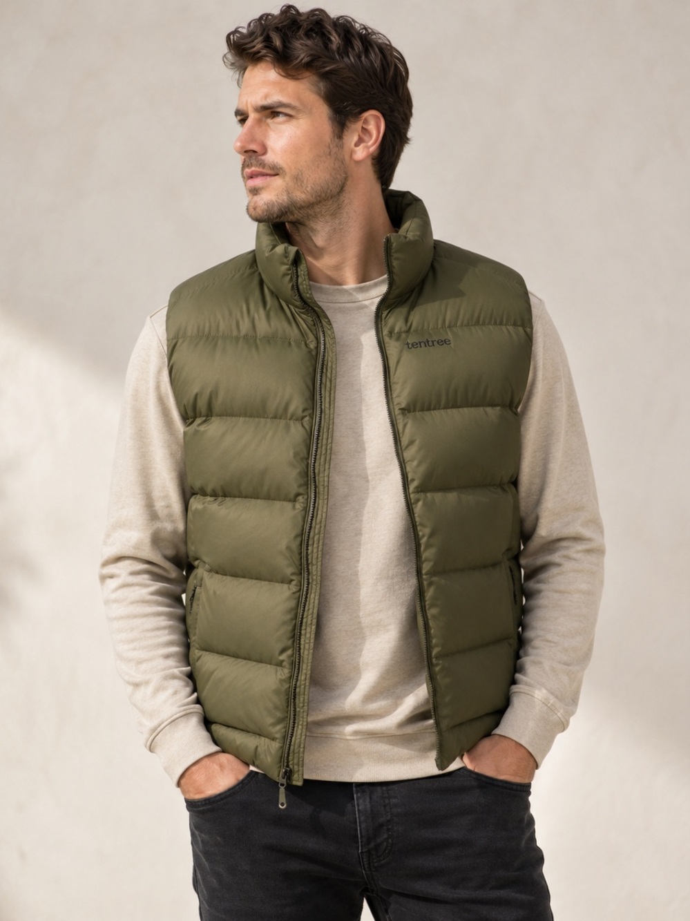 tentree Men’s Olive PrimaLoft Insulated Puffer Vest